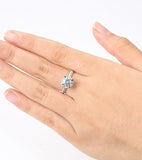 Halo Solitaire with Accents Ring 1.7ct Round Cut Diamond 14k White Gold Finish