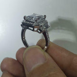 4Ct Emerald Cut VVS1 Diamond Stylish Halo Engagement Ring 14K White Gold Finish
