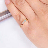 0.9ct Baguette Cut Diamond Engagement Ring Petite Minimalist 14k YellowGold Over