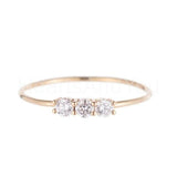 0.2ct Round Cut Moissanite Minimalist Trilogy Women Ring 14k Yellow Gold Plated