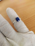 2ct Engagement Ring Emerald Cut Blue Sapphire Diamond Accent 14k White Gold Over