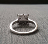 3Ct Round Cut Diamond Square Halo Solitaire Engagement Ring 14K White Gold Over