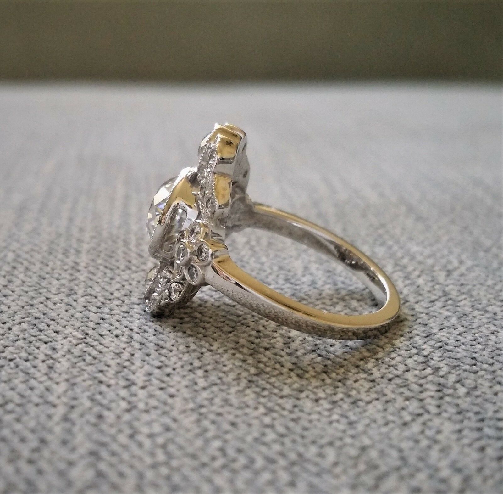 Antique Ring Diamond Solitaire 18ct Gold Platinum Edwardian Engagement Ring  - NK Industries LTD