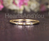 0.1ct Round Cut Moissanite Dainty Minimalist Wedding Band 14k White Gold Plated