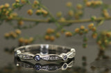 2Ct Round Cut Blue Tanzanite Diamond Petite Wedding Band 14K White Gold Finish