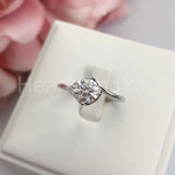 0.5ct Round Cut Moissanite Twist Solitaire Engagement Ring 14k White Gold Plated