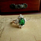 2.3ct Oval Cut Simulated Emerald Cocktail Engagement Ring 14k Yellow Gold Plated