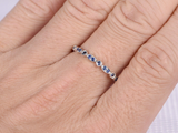 1.2ct Round Cut Blue Sapphire Wedding Band Ring Half Eternity 18k WhiteGold Over