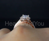 2.2ct Oval Cut Simulated Diamond Bridal Set Halo Solitaire 14k Rose Gold Plated