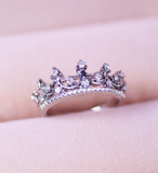 2.1ct Round Cut Diamond Engagement Ring 14k White Gold Finish Crown Fancy Design