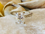 2.2ct Radiant Simulated Diamond Solitaire with Accents Ring 14k WhiteGold Plated