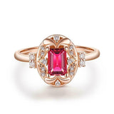 2.3ct Engagement Ring Emerald Cut Pink Ruby Art Deco 14k Rose Gold Finish