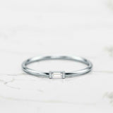 Solitaire Petite Engagement Ring 0.2ct Baguette Cut Diamond 14k Yellow Gold Over
