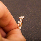 Floral Leaf Vine Engagement Ring 0.15ct Round Cut Diamond 14k Rose Gold Finish