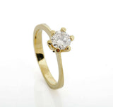 6 Prong Solitaire Engagement Ring 1.2ct Round Cut Diamond 14k Yellow Gold Finish