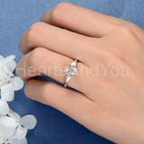 1ct Emerald Cut Simulated Morganite Trilogy Engagement Ring 14k WhiteGold Plated