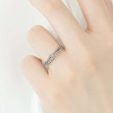 0.2ct Round Cut Diamond Wedding Band Petite Split Band 14k Yellow Gold Finish