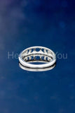 0.1ct Round Cut Moissanite Moon Phase Women Wedding Band 14k White Gold Plated
