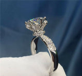 1.3ct Round Cut Diamond Engagement Ring 18k White Gold Finish Accents Solitaire