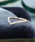0.2ct Round Cut Moissanite Chevron Women Wedding Band 14k Yellow Gold Plated