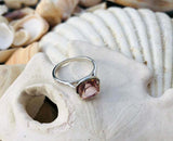 1.7ct Engagement Ring Cushion Cut Morganite Solitaire Women 14k WhiteGold Finish