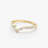 0.5ct Baguette Cut Simulated Diamond Curved Chevron Band 14k Yellow Gold Plated