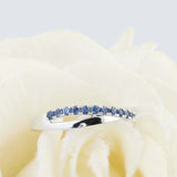 1ct Round Cut Blue Sapphire Engagement Ring Cross Infinity 14k White Gold Finish