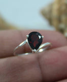 1ct Engagement Ring Pear Cut Red Garnet Swirl Solitaire 14k White Gold Finish