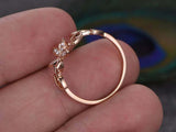 0.6ct Round Cut VVS1D Diamond Engagement Ring Flower Leaf 14k Rose Gold Finish
