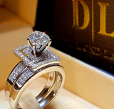 3.4ct Round Cut Diamond Engagement Ring 14k White Gold Finish Stylish Bridal Set