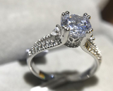 3Ct Round Cut Diamond Hidden Halo Vintage Engagement Ring 14K White Gold Finish