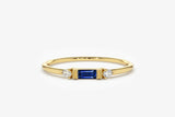 0.25ct Engagement Ring Baguette Cut Blue Sapphire Minimalist 14k YellowGold Over