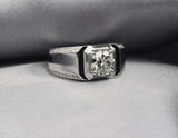 2ct Round Diamond Solitaire with Accent Men Engagement Ring 14k WhiteGold Finish