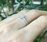 1.3ct Round Diamond Engagement Ring Solitaire with Accents 18k White Gold Finish