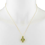 4ct Green Peridot Pendant with Chain Pear Cut Four Pear 14k Yellow Gold Finish