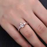 2ct Engagement Ring Oval Cut Morganite Pear Accent Trilogy 14k Rose Gold Finish