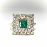 2.5ct Green Emerald Halo Stylish Cocktail Engagement Ring 14k Yellow Gold Finish