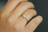 0.2ct Round Cut Diamond Engagement Ring 14k YellowGold Over Bezel Set Minimalist