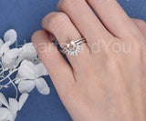 2ct Pear Cut Simulated Peach Morganite Crown Bridal Set 14k White Gold Plated