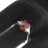 1.9ct Cushion Cut Pink Ruby Engagement Ring Trilogy 14k White Gold Finish