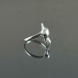 0.4ct Engagement Ring Round Cut Green Emerald Dolphin Fish 14k White Gold Finish