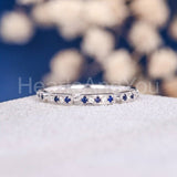 0.3ct Round Cut Simulated Blue Sapphire Half Eternity Band 14k White Gold Plated