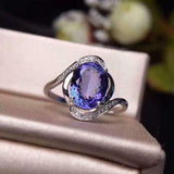 2.3ct Engagement Ring Oval Cut Blue Tanzanite Swirl Twist 14k White Gold Finish