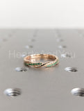 0.3ct Round Cut Simulated Emerald Infinity Wedding Band 14k Yellow Gold Plated
