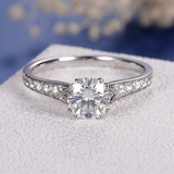 1.4ct Round Cut Diamond Solitaire with Accent Engagement Ring 14k WhiteGold Over