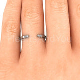 0.1ct Round Cut Moissanite Open Cuff Women Wedding Band 14k White Gold Plated