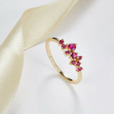 1ct Round Cut Pink Ruby Engagement Ring Cluster Minimalist 14k YellowGold Finish