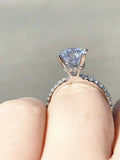 2Ct Round Cut Diamond Accent Hidden Halo Solitaire Ring 14K White Gold Finish