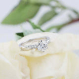 1.6ct Round Cut VVS1D Diamond Ring Solitaire with Accents 14k White Gold Finish