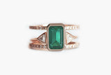2.2ct Green Emerald Cut Engagement Ring Cocktail Two Row 14k Rose Gold Finish